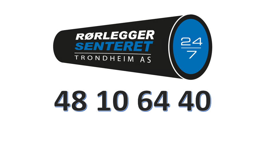 Rørlegger Senteret Trondheim AS logo med telefonnummer 48 10 64 40, tilgjengelig 24/7.