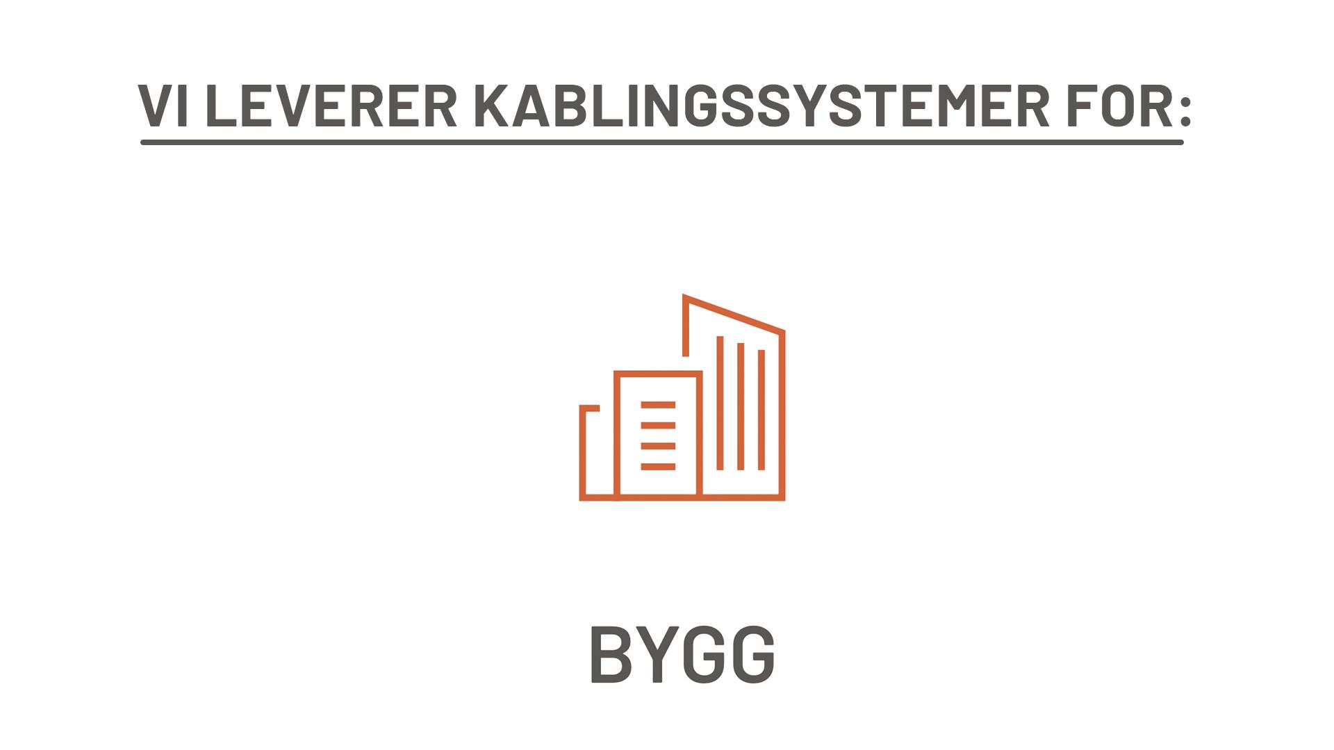 Vi leverer kablingssystemer for bygg med en illustrasjon av bygninger.