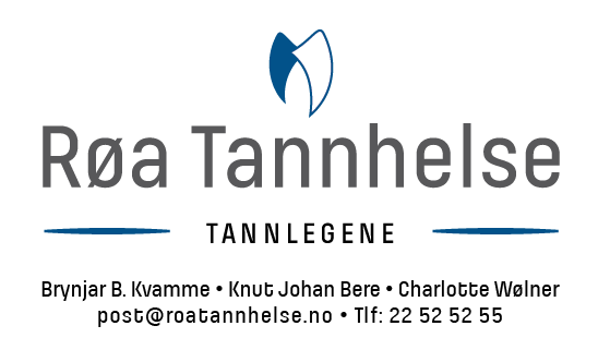 Logo for Røa Tannhelse med en tannsymbol og moderne skrifttype.