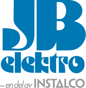 Logoen til JB Elektro, en del av Instalco, med blå tekst og moderne design.