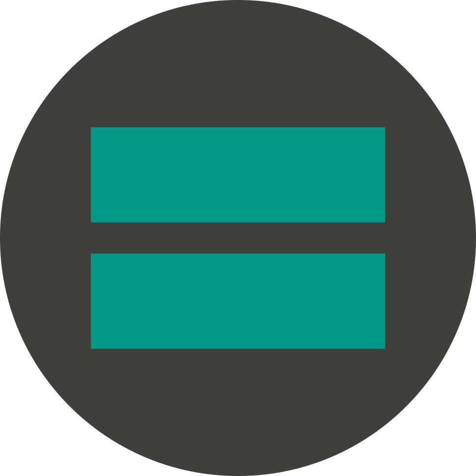 Symbol for likestilling med to horisontale linjer i en sirkel.