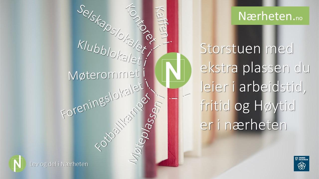 Stortuen med ekstra plass og flere arbeidsplasser, inkludert klubbrom og møterom, i Nærheten.