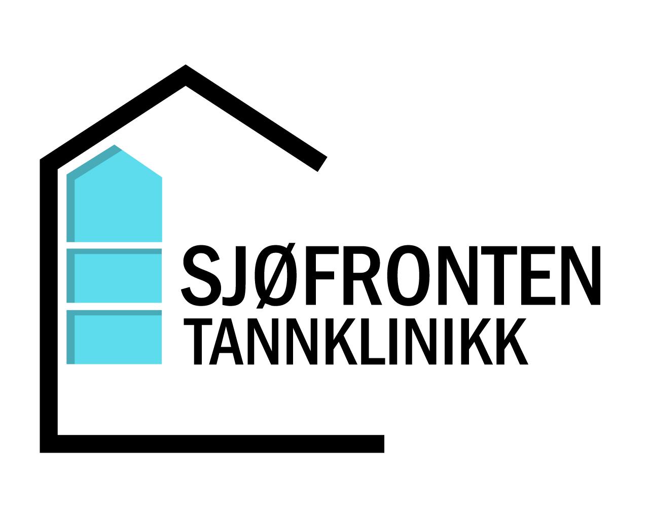 Logo for Sjøfronten Tannklinikk med en stilisert husform og blå detaljer.