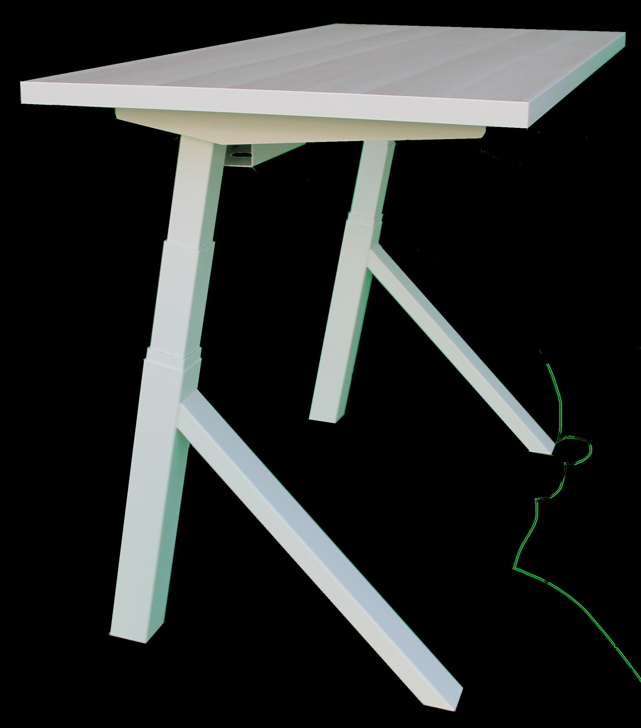 Hvit bord med skrå ben, designet for moderne interiør, plassert på svart bakgrunn.