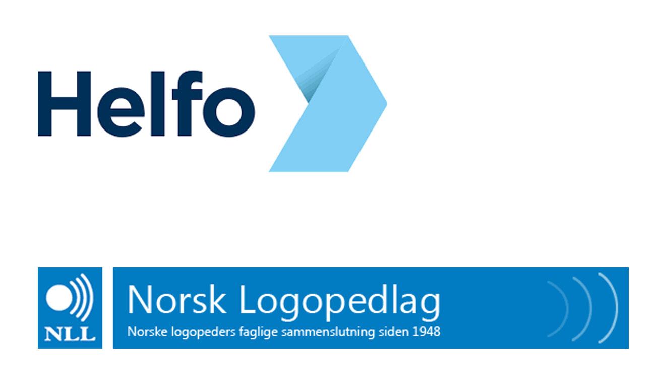 Helfo og Norsk Logopedlag logoer, representerer helse- og logopedfag i Norge.