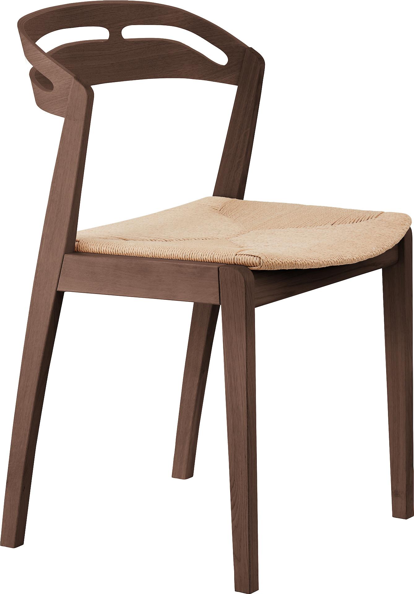 En brun stol med et mykt sete i beige farge, designet for komfort og stil i hjemmet.