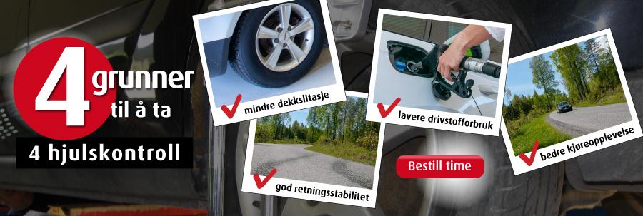 4 grunner til å ta 4 hjulskontroll med bilder av dekk, drivstofflokk og veiforhold. Bestill time nå.