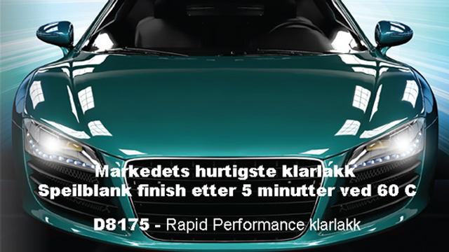 Markedets hurtigste klarlakk med speilblank finish, D8175 - Rapid Performance klarlakk, på en sportsbil.