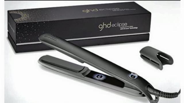 GHD Eclipse hårstyler med eske og varmebeskyttende hette, designet for å gi glatt og skinnende hår.