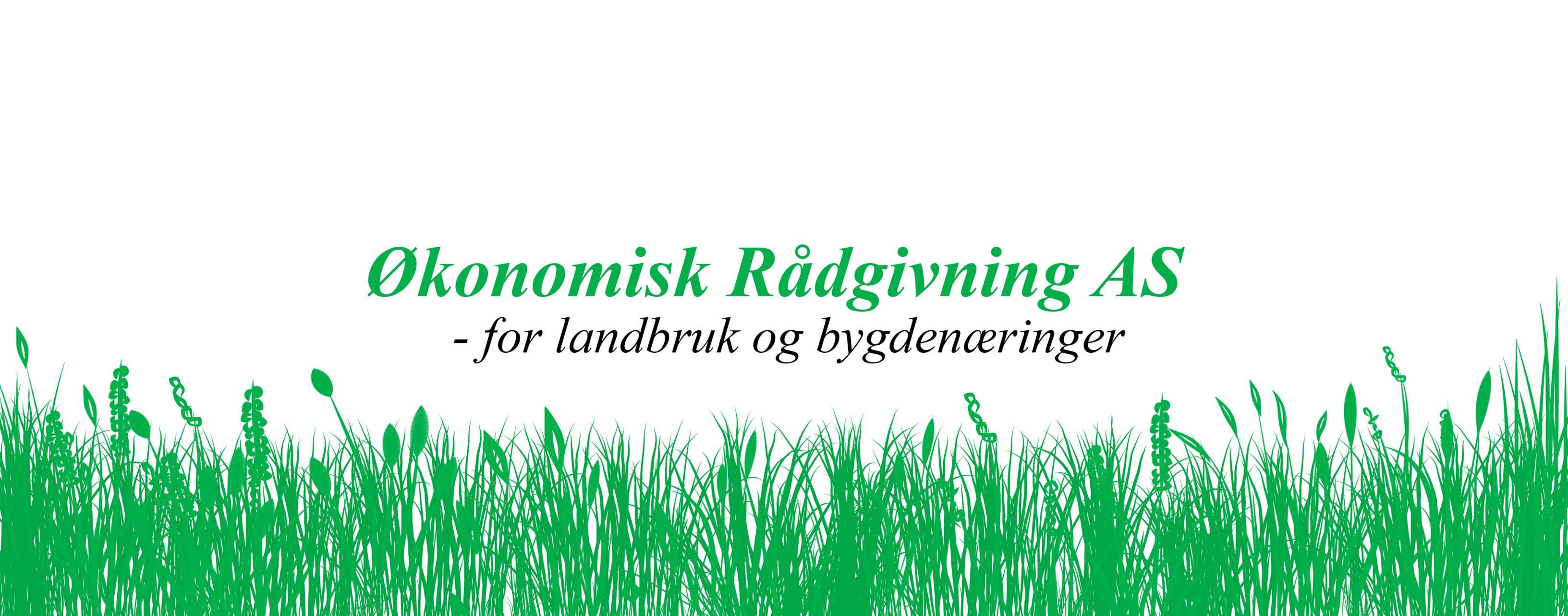 Økonomisk Rådgivning AS logo med grønt gress og teksten "for landbruk og bygdeutvikling".