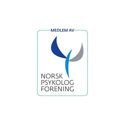 Logo for Norsk Psykologforening med teksten "Medlem av" øverst.