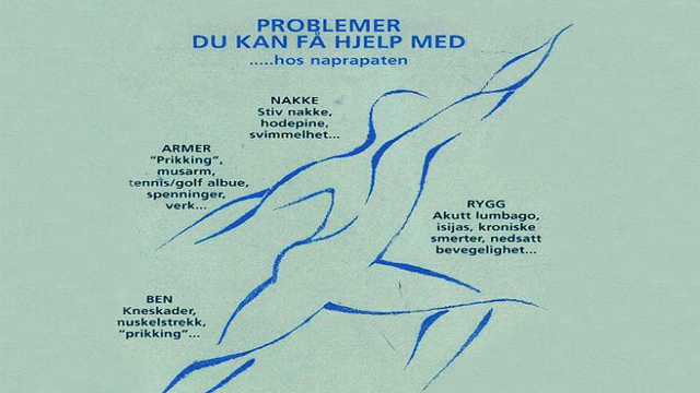 Problemer du kan få hjelp med hos naprapaten, inkludert nakke, rygg, armer og ben med symptomer som prikkende følelse.
