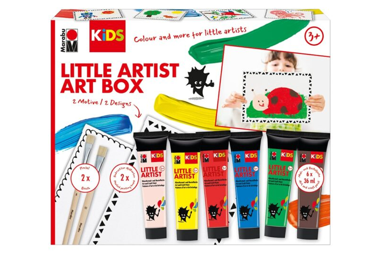 Kunstsett for barn med maling, pensler og kreative design for små kunstnere, perfekt for alderen 3 år og oppover.