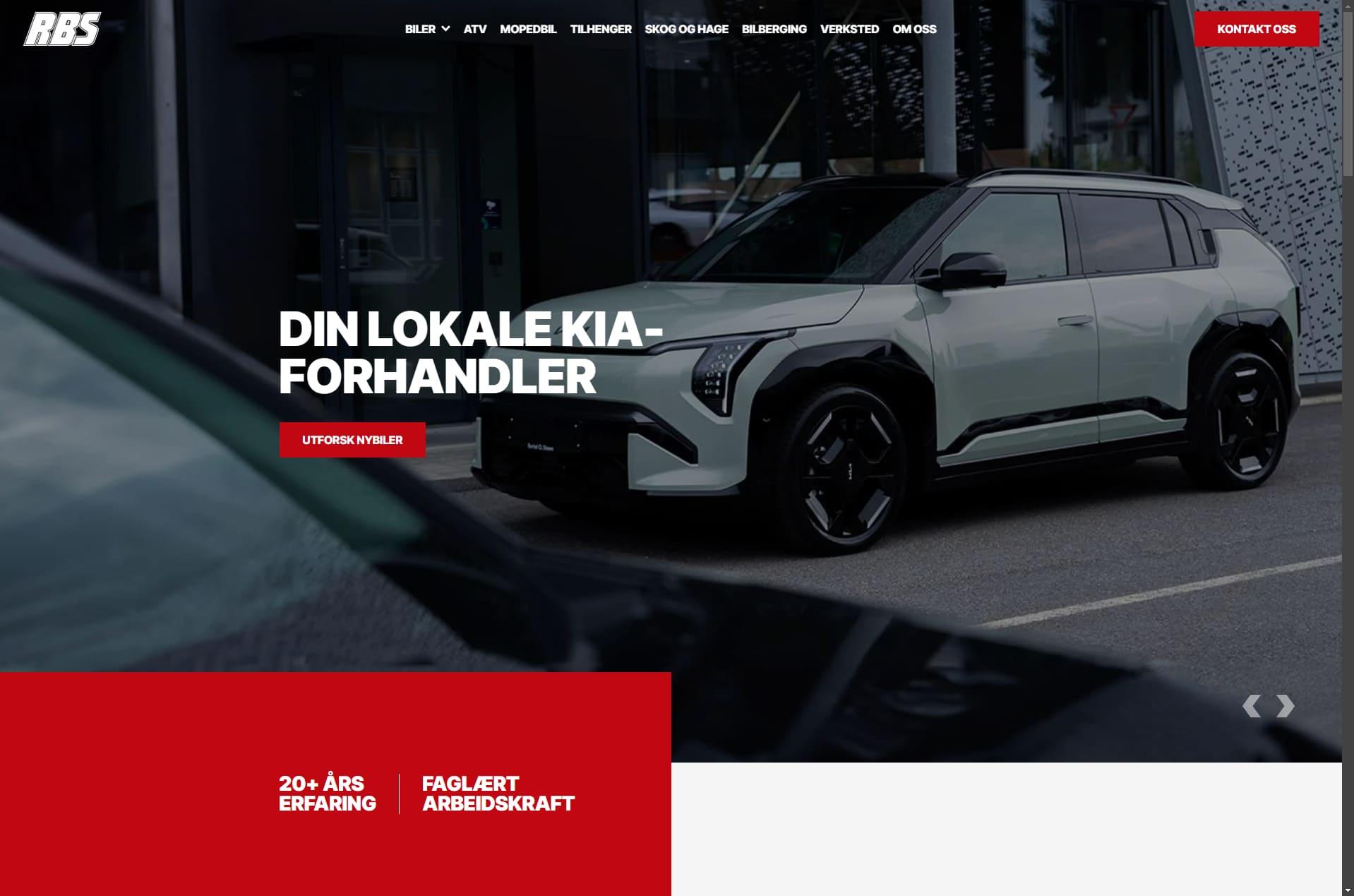 Bilde av en moderne Kia SUV foran en bilforhandler med fokus på lokal bilsalg.