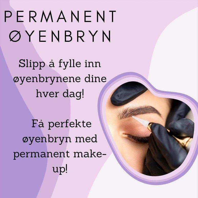 Permanent øyenbryn med profesjonell behandling, viser en person som får påført make-up på øyenbrynene.