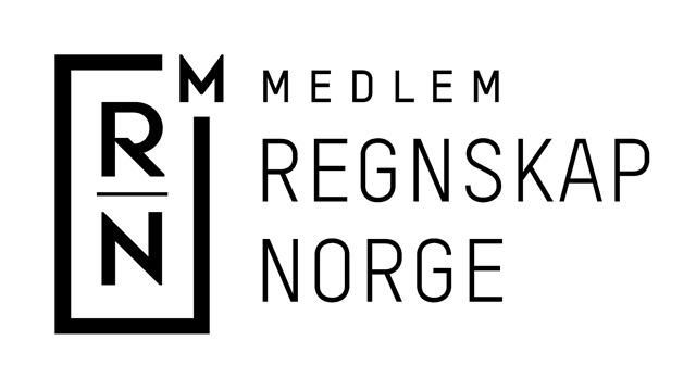 Medlem av Regnskap Norge logo med bokstavene R, N og M i en moderne design.