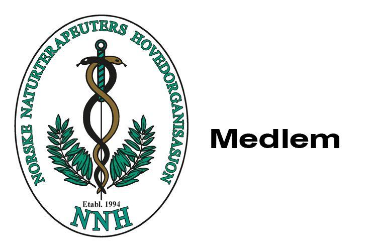 Logo for Norske Naturterapeuters Hovedorganisasjon med teksten "Medlem" ved siden av.