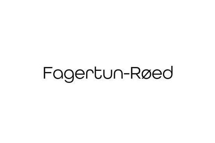 Fagertun-Rød logo med moderne typografi på hvit bakgrunn.