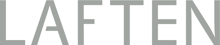Logoen til Laften, med moderne typografi i grått, som representerer et selskap eller en tjeneste.