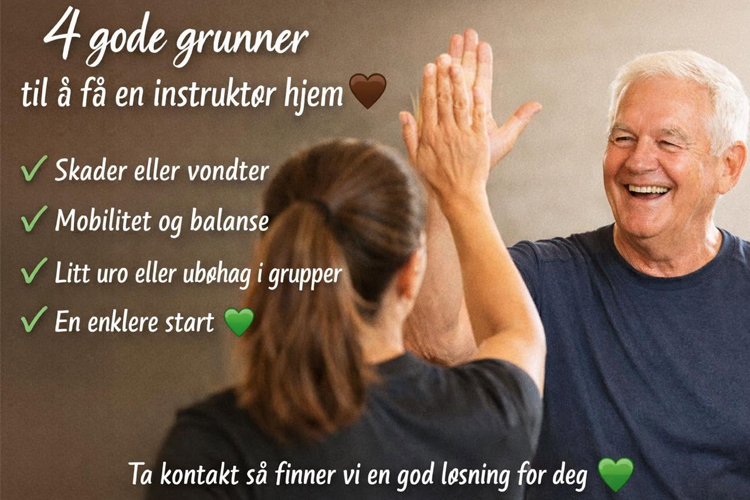 4 gode grunner til å få en instruktør hjem, med fokus på skader, mobilitet, balanse og gruppeaktiviteter.