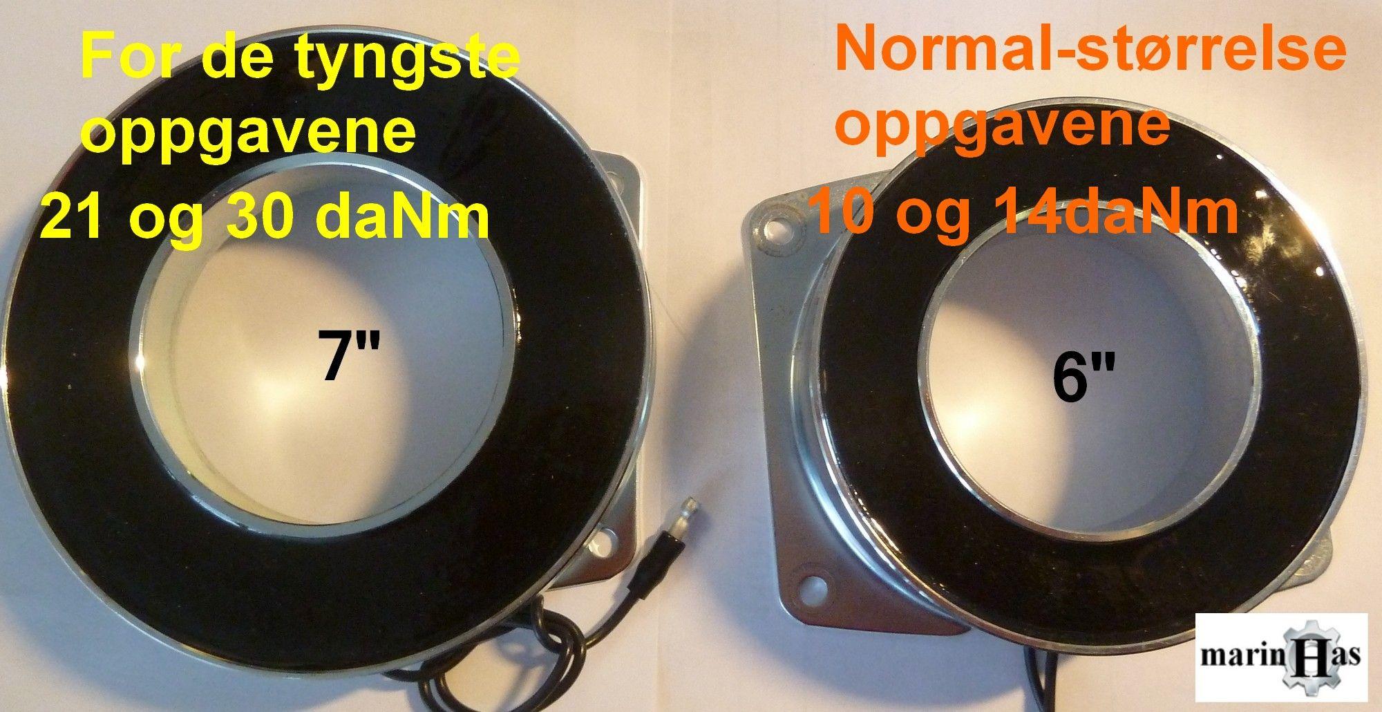 Bilde av to momentnøkler med størrelser 7" og 6", merket for forskjellige oppgaver og momentverdier.