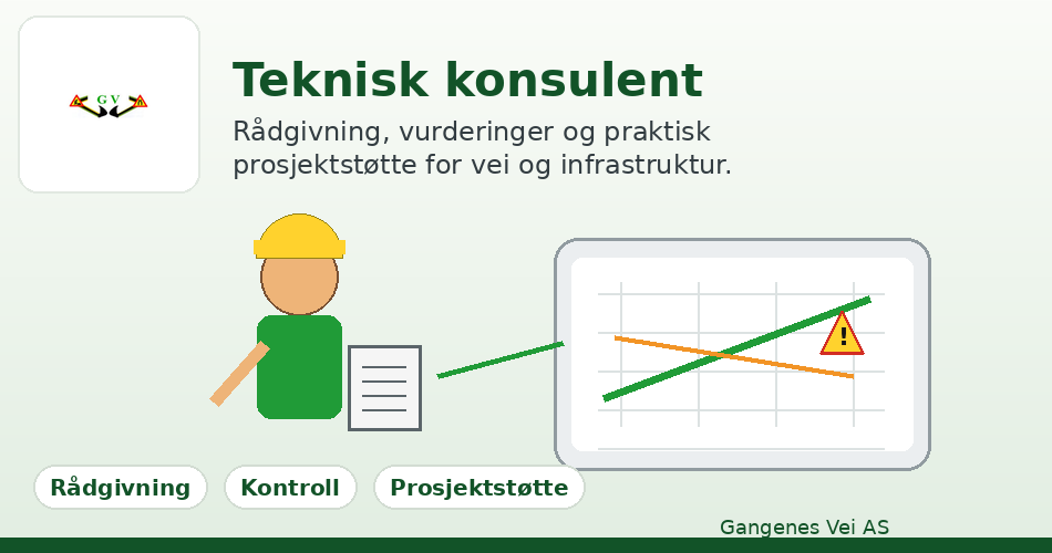 Teknisk konsulent som gir rådgivning og prosjektstøtte for vei og infrastruktur med diagram og notater.