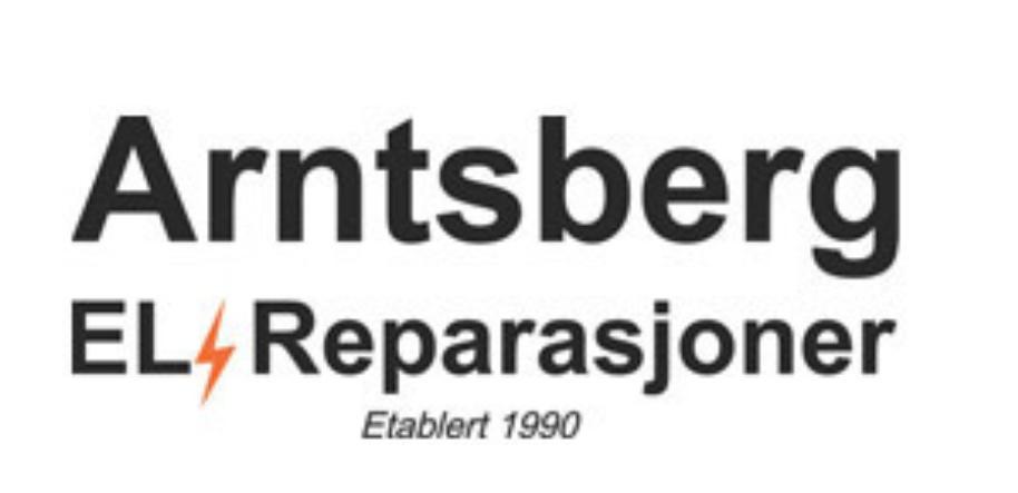 Arntsberg EL Reparasjoner logo med lynsymbol, etablert i 1990.
